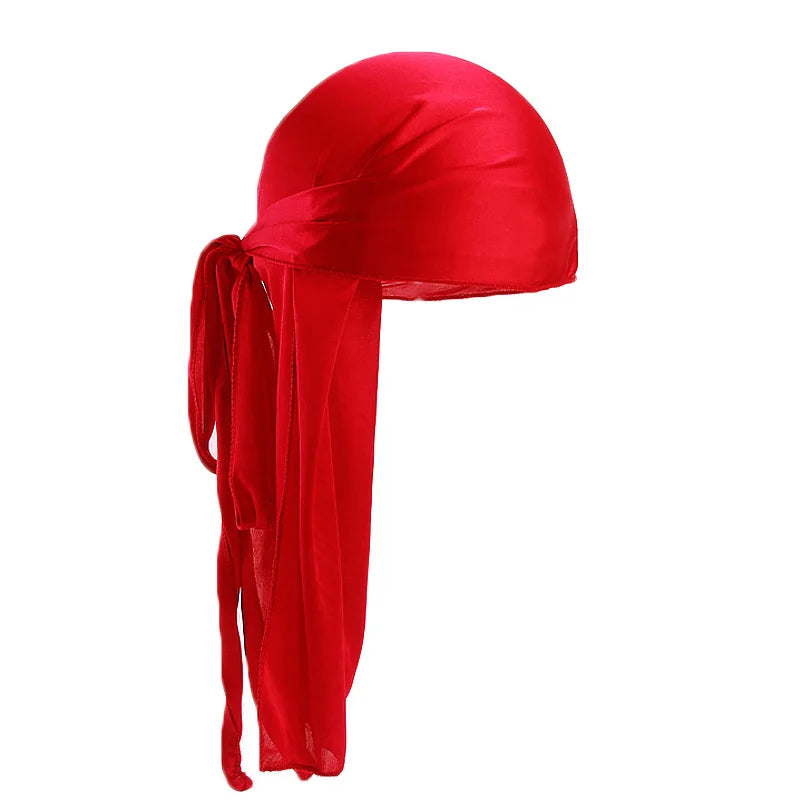 Unisex Silky Long Tail Durag Pirate Hat Turban Fashion Headwraps Cap Bandana Women Men Headwear Caps