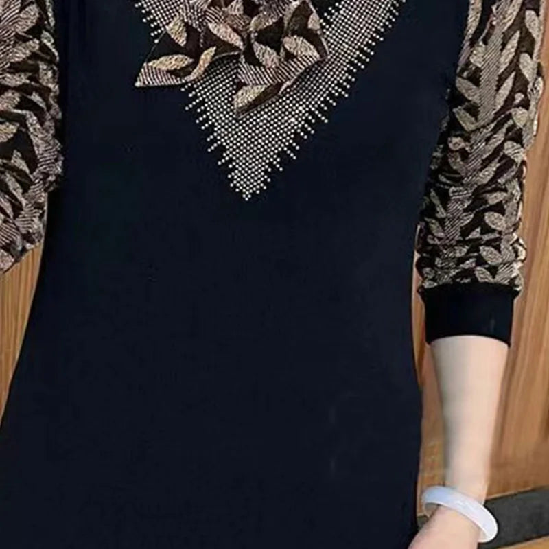 Loose Casual Office Retro BOW Chiffon V Neck Long Sleeve Chic Tops