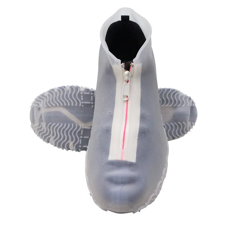 Waterproof Zipper Silicone Shoe Cover Rain Boots Unisex Outdoor Solid Non-Slip Wear-Resistant Reusable Shoe Cover