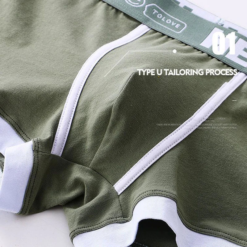 Men Cotton Boxer Shorts Man Underwear Mens Boxers Breathable U Convex Male Underpants Sexy Plus Size