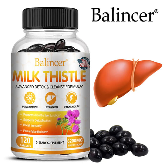 Milk Thistle Extract Supplement 6200mg - Liver Health, Detoxification - Antioxidants, Non-GMO, Gluten-Free