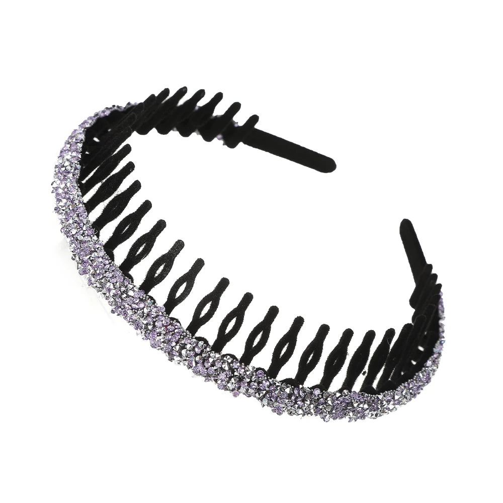 Luxury Non-slip Rhinestone Hair Hoops Bands Women Tooth Elastic Headbands For Women Shiny Hair Hoops Bezel Accessories