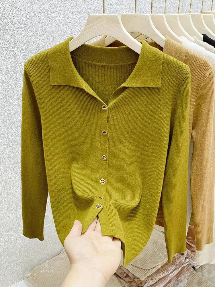 Women Cardigans Autumn Winter Single Breasted Knitted Sweater Spring Fashion Short Knitwear Solid Jumpers