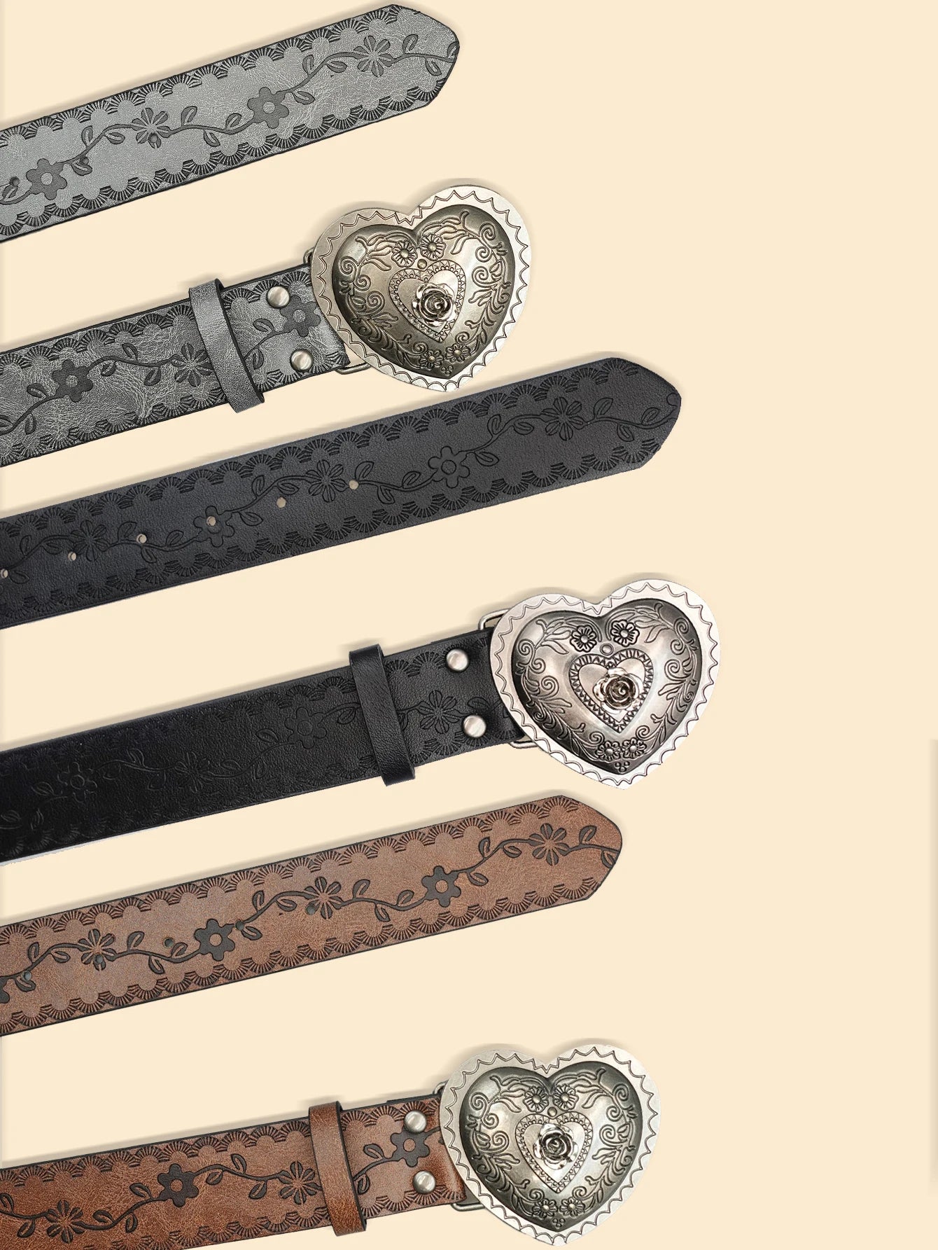 Heart Shaped Women's Casual Belt, Retro Embossed Carved Women's Belt, Dress, Jeans, Suit, Shirt Decoration