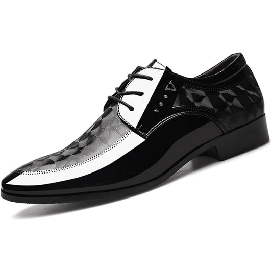 Men's Oxford Shoes Moire Pattern Formal Business Dress Shoes Lace up Italy Modern Suit Tuxedo Shoes for Men