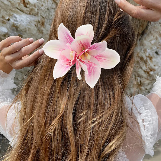 Orchid Flowers Hair Clips Bohemian Small Hairpin Barrette Beach Wedding Flower Women Holiday Hair Clip Hair Accessories