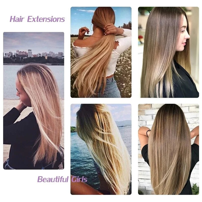 Synthetic 24Inch 16 Clips in Hair Extensions Long Straight Hairstyle Hairpieces Heat Resistant False Hair Daily Use