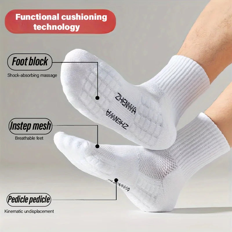 5/15 Pairs Of Socks For Both Men And Women, Towel Sole Casual Ankle Socks, Breathable Sports Socks, Sweat-absorbent