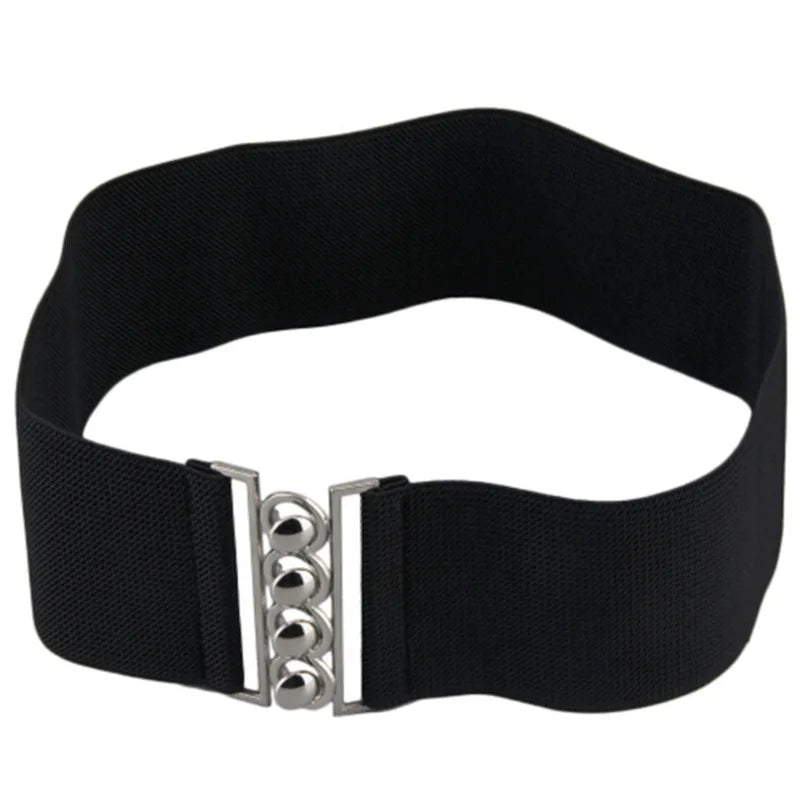 Women’s Elastic Cinch Belt Fashion Stretch Waist Band Clasp Buckle Stretchy Retro Wide Waist Cinch Belt Waistband