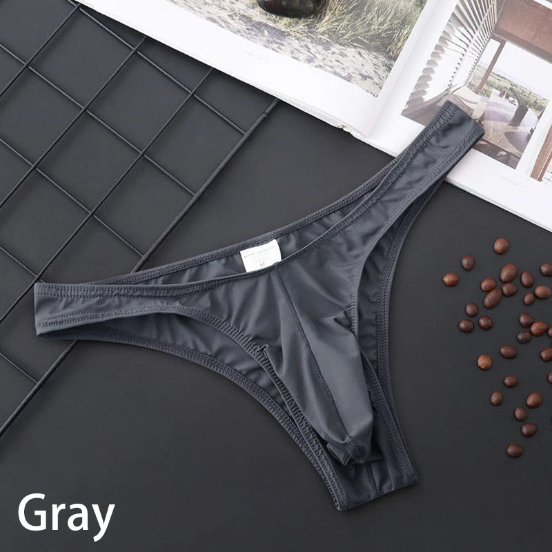Men's Seamless Breathable Briefs Ultra-thin See-through Low-rise Underwear Sexy Transparent Low Waist Seamless Men's Solid