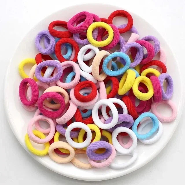 200PCS Women Colorful Nylon Elastic Hair Bands Ponytail Hold Small Hair Tie Rubber Bands Scrunchie Hair Accessories