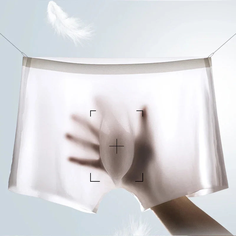 10 Pcs/Lot Men's Summer Ice Silk Boxers Briefs Seamless Underwear Lingerie Underpants Shorts Ultra-thin Breathable Sexy