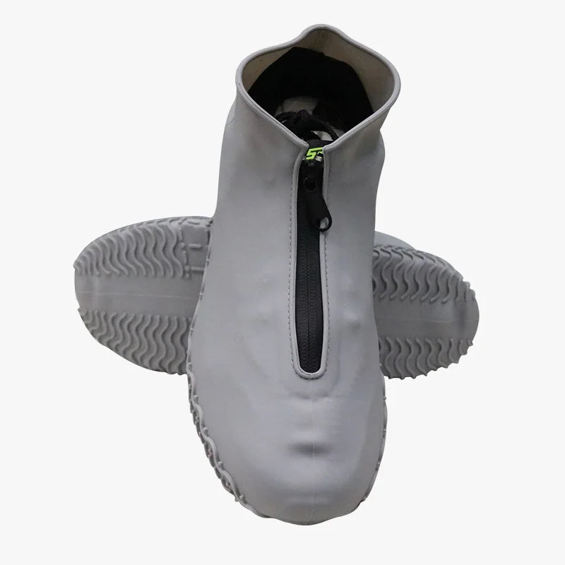 Waterproof Zipper Silicone Shoe Cover Rain Boots Unisex Outdoor Solid Non-Slip Wear-Resistant Reusable Shoe Cover