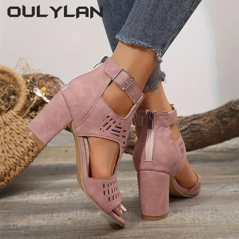 Chunky Heeled Sandals Peep Toe Sandal