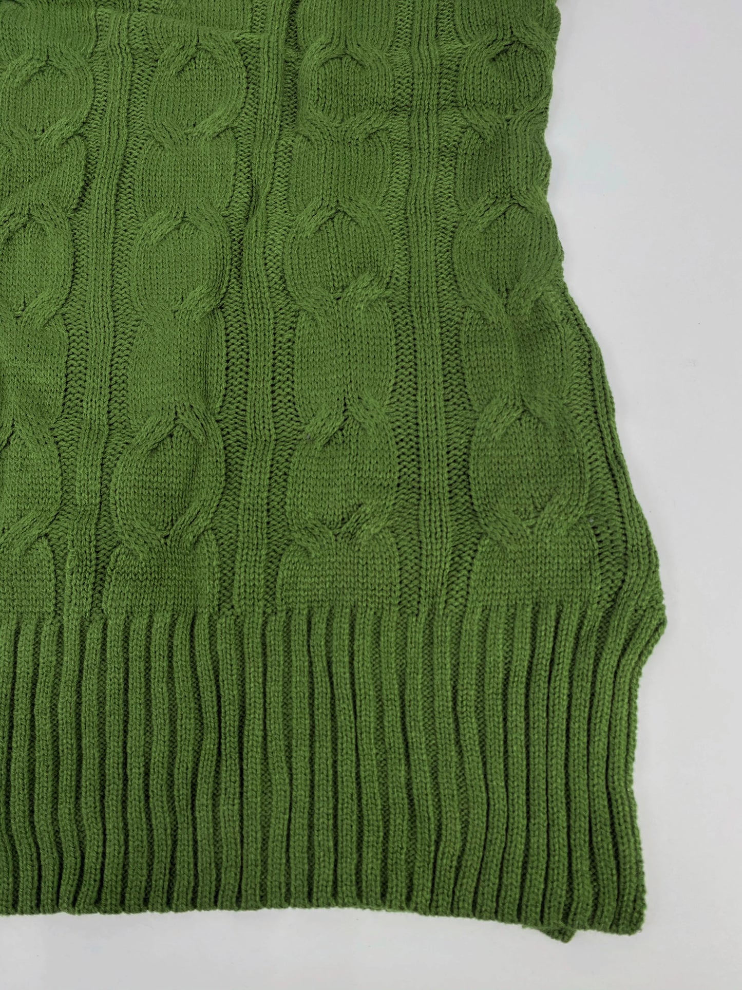 Plus Size Cable Knitted Pullover Sweater, Casual V Neck Long-Sleeved Slit Sweater