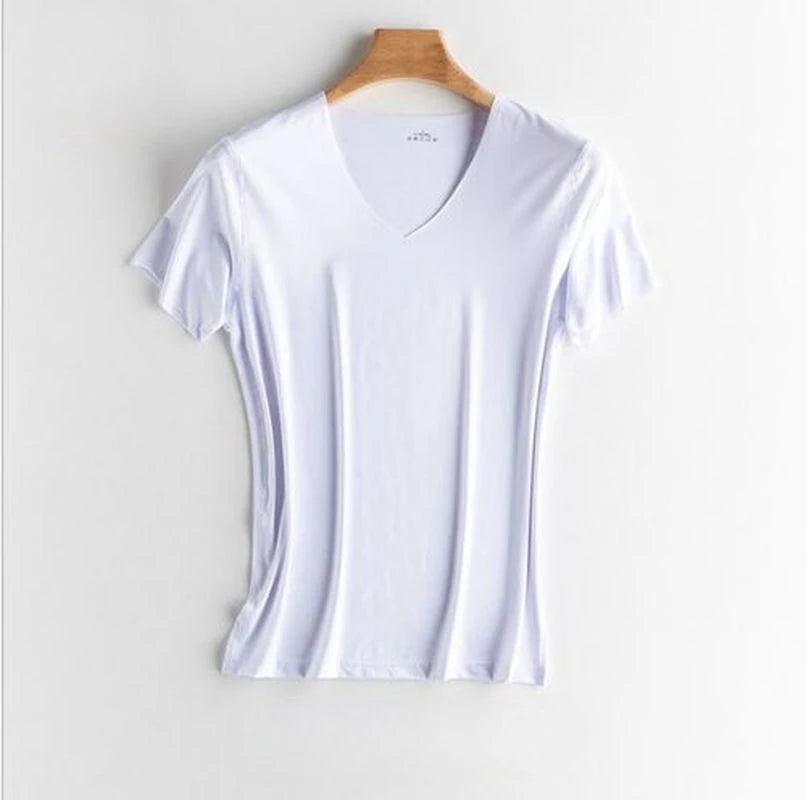 Men's Women's Sports Ice Silk Seamless Short Sleeves Gym Running Fitness Cycling T-Shirt Breathable Fit Solid Color V-neck