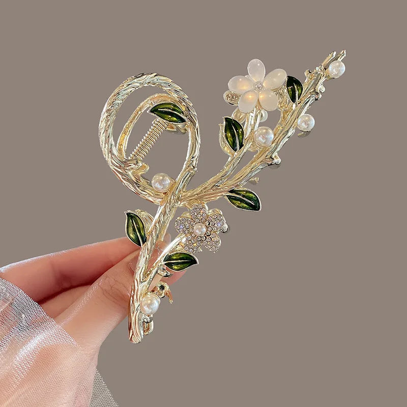 Flower Hair Claw Clip Ponytail Grab Hair Clips Shark Clip Woman Hairpins For Girl Hair Accessories Headdress