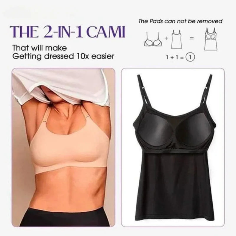 Sexy Women Tops Solid Padded Bra Spaghetti Camisole Top Women Vest Women Camisole with Built in Bra Cami Top Vest Tank Top