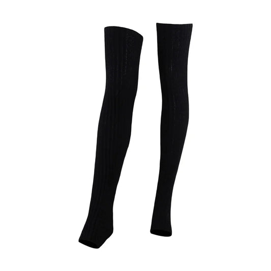 Cable Knit Over the Knee Leg Warmers Boot Socks with Open Toe for Yoga Dance Fitness