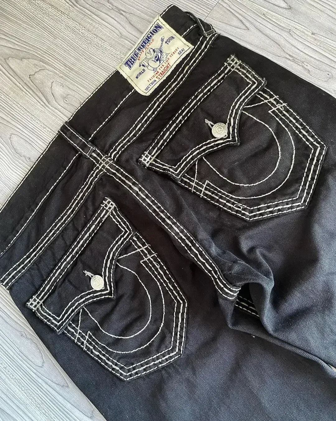 Classic Vintage Jeans Straight Low Waist Pants Embroidery Figure Fashion Blue Jeans High Street