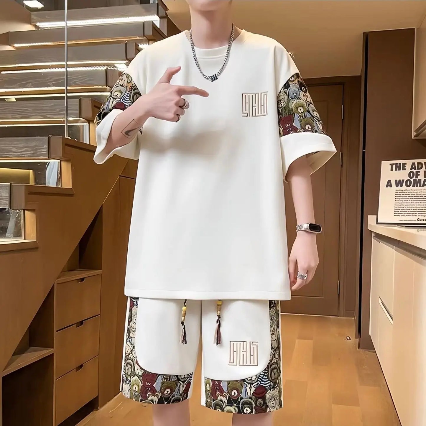 T-shirts + shorts summer fashion Sportswear shirts Men's Casual Sets Male Fashion shirts and shorts full size M-5XL