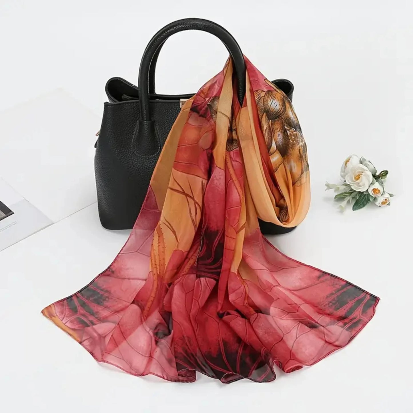Elegant Floral Print Lightweight Scarf Shawl for Women - Stylish Fashion Scarves for Sun Protection & Trendy Look