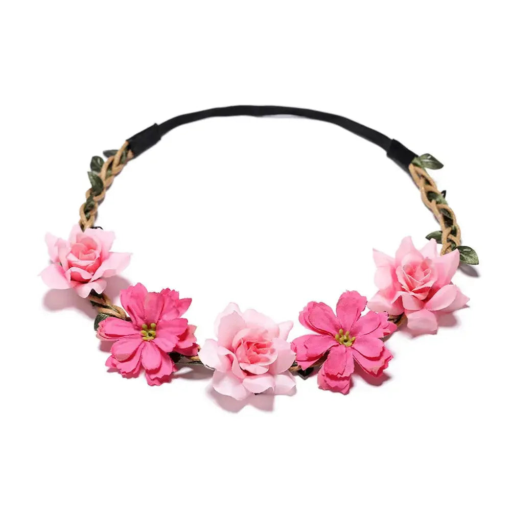 Flower Crown Hairband Rope Floral Headband Garland  Wreath Elastic Hair Accessories  Headpiece