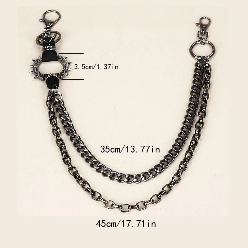 Waist Chains Rock Spiked Pant Trouser Chain Pendant Retro Cool Metal Punk Rock Belts Apparel Handbag Decoration
