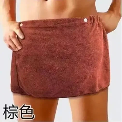 Sexy Sleep Bottoms Microfiber Pajamas Men Nightwear Short Towel Pants Side Split Bathrobe Soft Thick Men's Shower