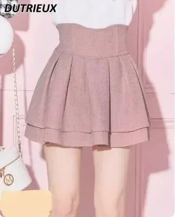 Ruffled Pleated   High Waist Slimming  Mini Skirt