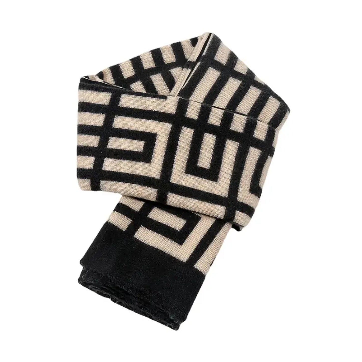 Stylish Winter Geometric Plaid Scarf  Thick Knit Warm Scarf for Ultimate Fashion and Comfort