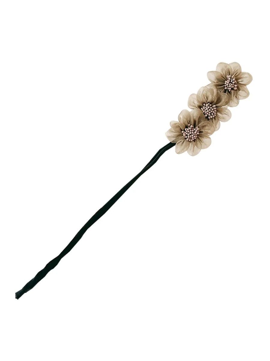 Elegant Shell Pearl Lazy Hair Curler Bow Barrettes Braided Hair Artifact Vintage Women Flower Hair Maker Tools Scrunchies