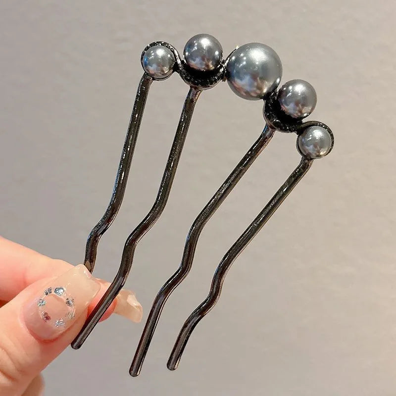 Fashion Metal U-Shaped Hair Fork Stick for Women Girls Simple Pearl Hair Clip Pins Bun Maker Hairstyle Tools Hair Accessories