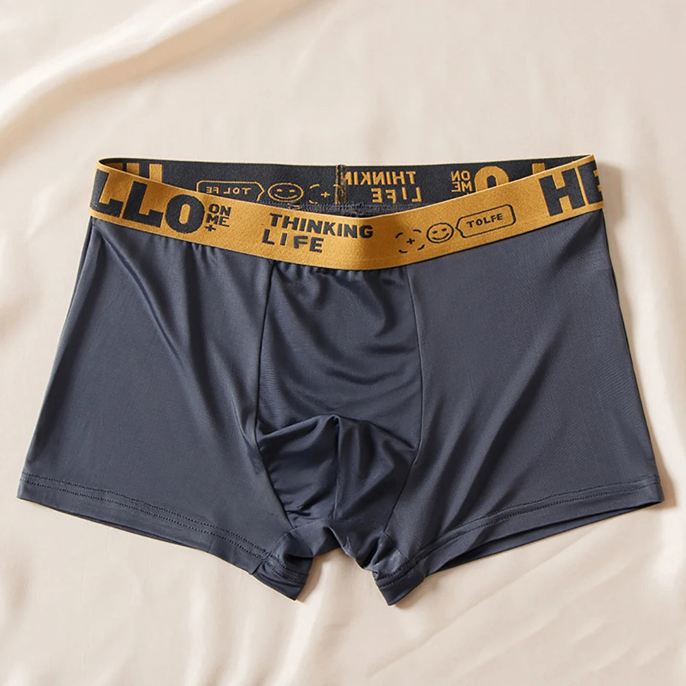 5pcs/lot Boxer Shorts Ice Silk Men's Underwear Summer Breathable Underpants U Convex Lingerie Breathable Sexy
