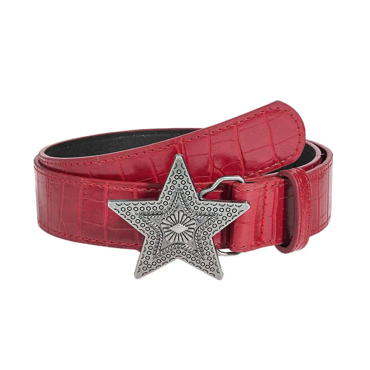 Retro Women's Belt Fashion Trend All-match Jeans Accessories  Five-pointed Star Buckle Pu Waistband