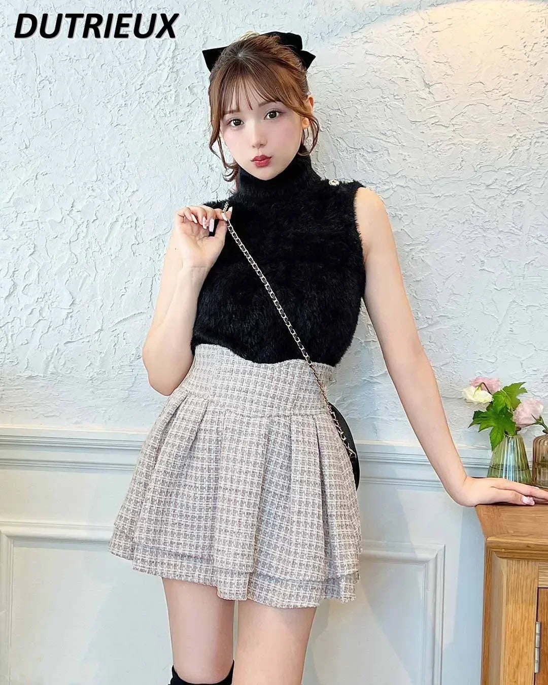 Ruffled Pleated   High Waist Slimming  Mini Skirt
