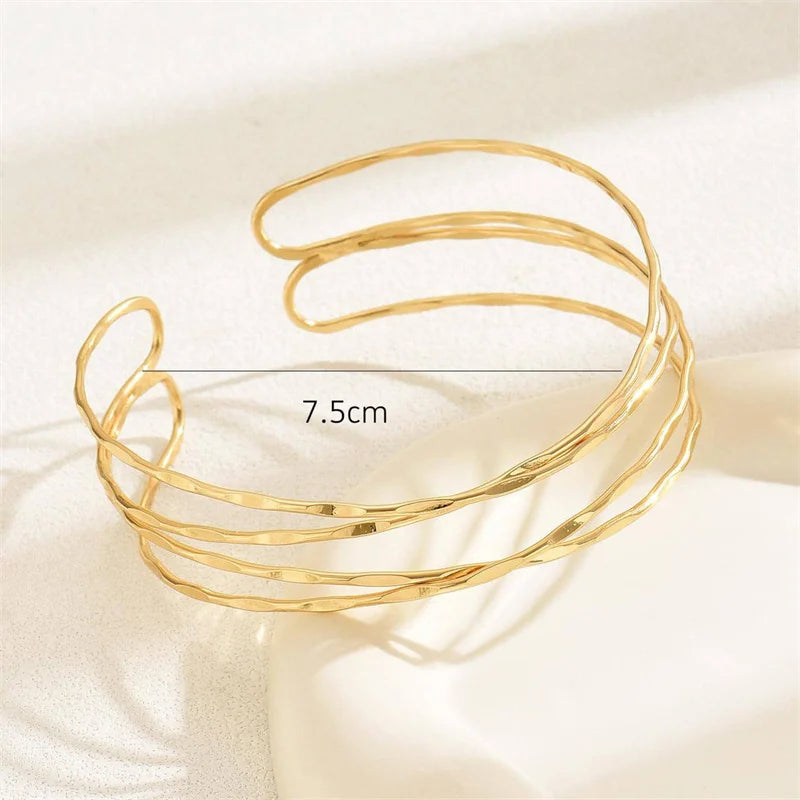 Multilayer Gold Color Cuff Bracelet For Women Style Metal Bracelet  Design  Daily Wear Party Jewelry