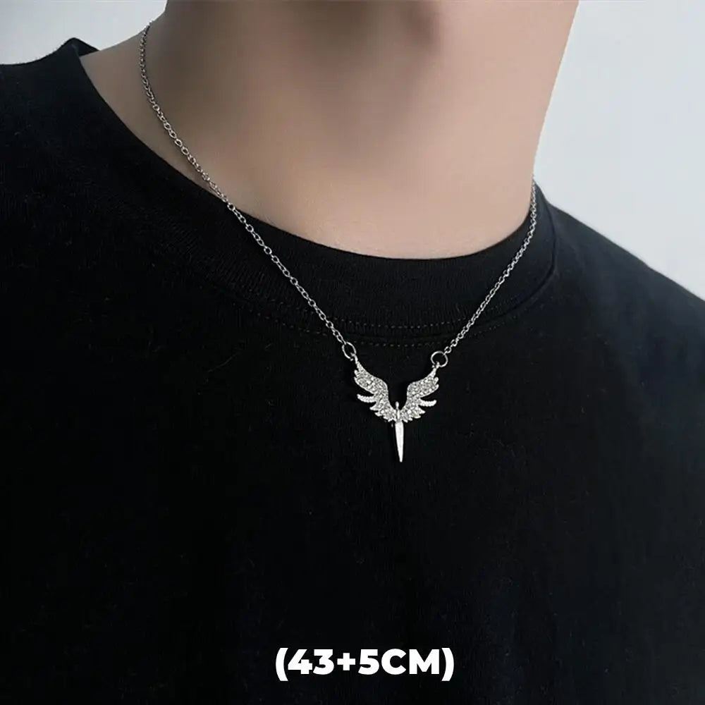Zircon Double Layer Necklace For Men Women Trend Charm Titanium Steel Pendant Chain Unisex Jewelry
