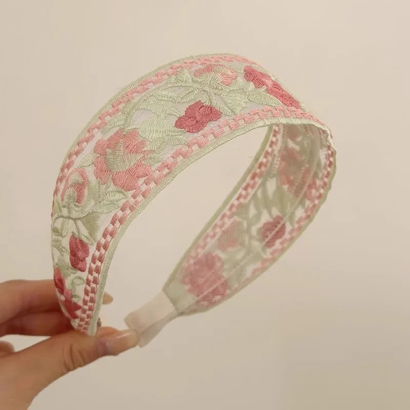 Elegant Chiffon Embroidery Flower Hairband For Women Sweet Hair Decorate Headband Hair Hoop Band Fashion Hair Accessories