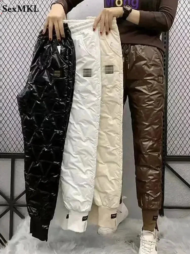 Oversized Down Cotton Pencil Pants  Casual High Waist