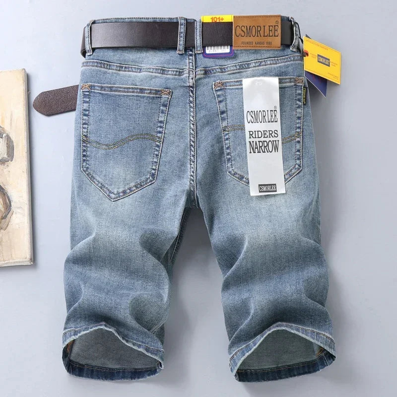 Summer Brand Stretch Thin Bermuda  Cotton Denim Jeans Knee Length Soft  Hombre Shorts