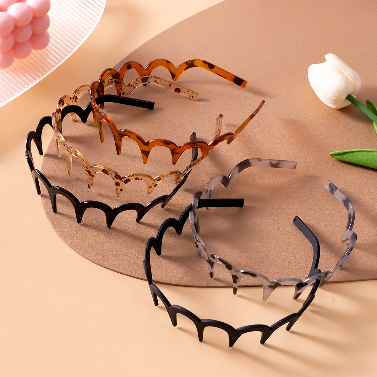 Women Hair Comb Non-Slip Headband Plastic U Shape Hair Hoops Fixed Teeth Fluffy Top Hair Bands Headwear Hair Accessories