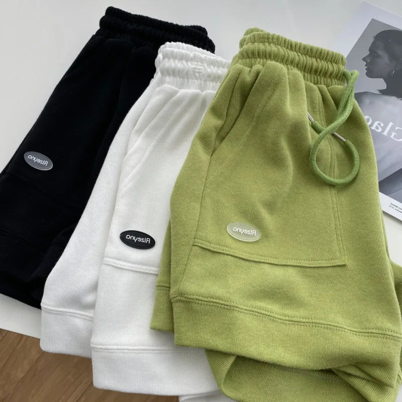 Women's comfortable loose wide-legged drawstring pants Slim Waist Slim fit casual home versatile sports shorts
