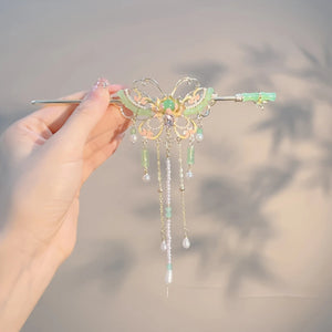 1pc Retro Chinese Butterfly Hairpin Elegant Resin Tassel Luxury Hairpin Suitable Festival Party Fashion Jewelry Hair Accessories