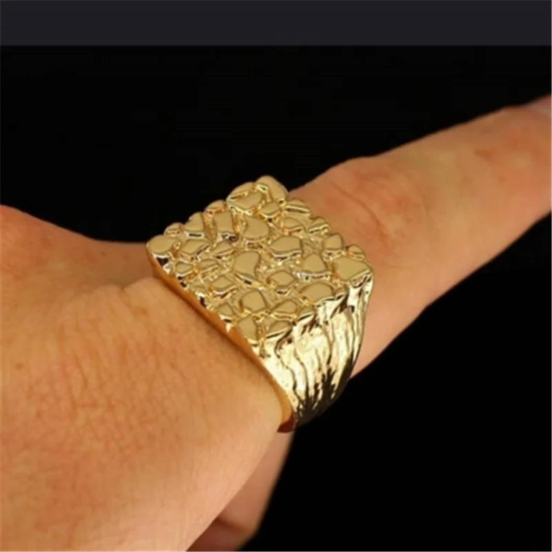 Jewelry Hollowed-out Ring Electroplating Protection Wear Resistant Men's Ring Personality Uneven Bumpy Rings