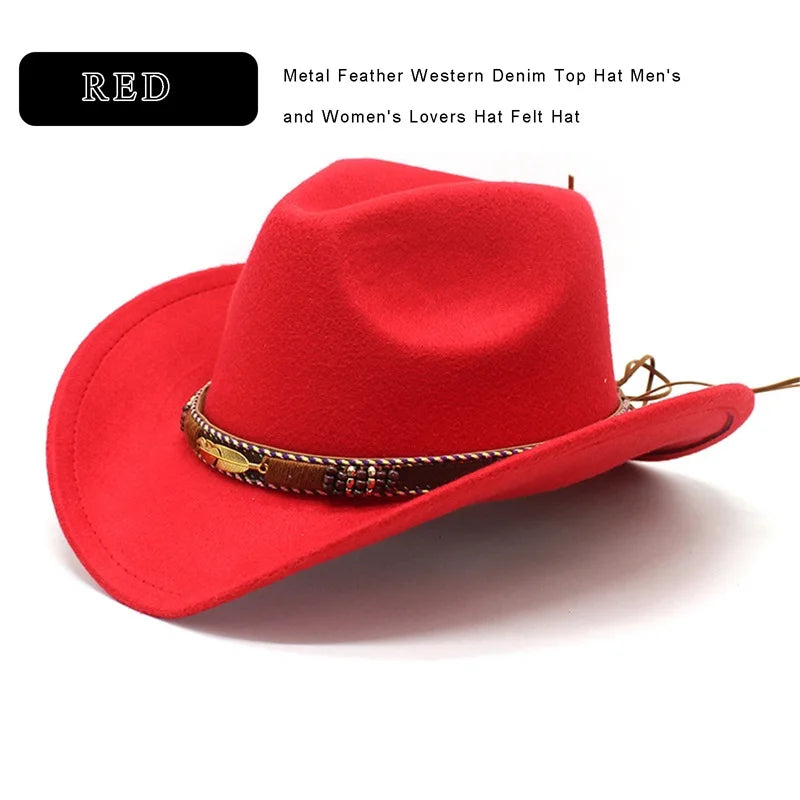 Vintage Style Wide Brim Hat with Leather Band for Men and Women Classic Retro Wool Felt Hat