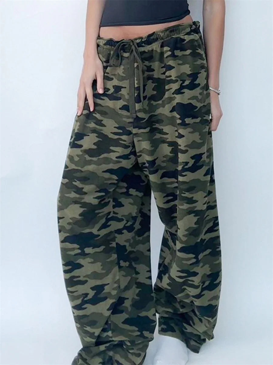 Women s Camouflage Cargo Pants High Waist Baggy Trousers with Pockets Military Style Streetwear Fashion