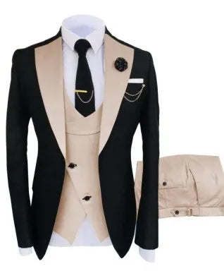 Popular Clothing Luxury Party Stage Men's Suit Groomsmen Regular Fit Tuxedo 3 Piece Set Jacket+Trousers+Vest