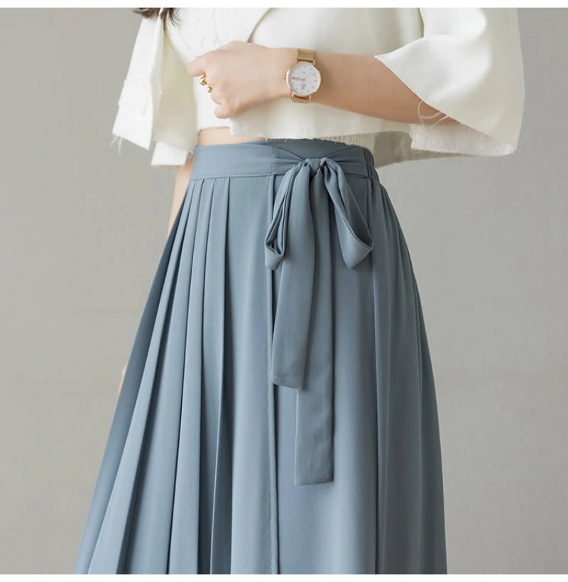 Skirt Trousers Pleated Chiffon  High Waist