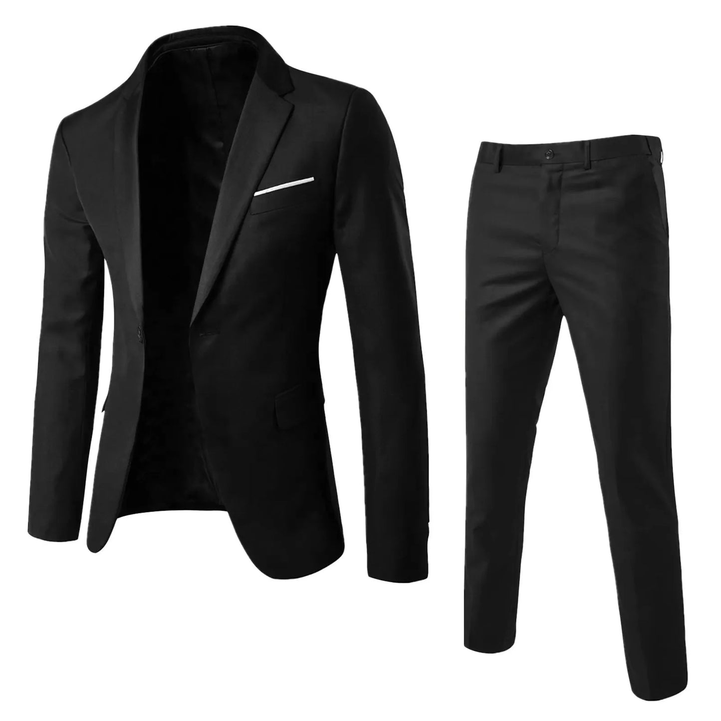 Fashion Slim Waist 2 Pieces Set Suits For Men Slim Suit Jacket Pant Suit Men Single Breasted Blazer Suit